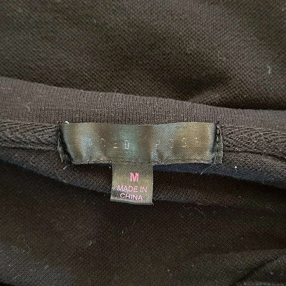 Faded Rose Women T-Shirt Polo Crop Top Sz Med Black Collared Stretch Baby Girl - Picture 6 of 6